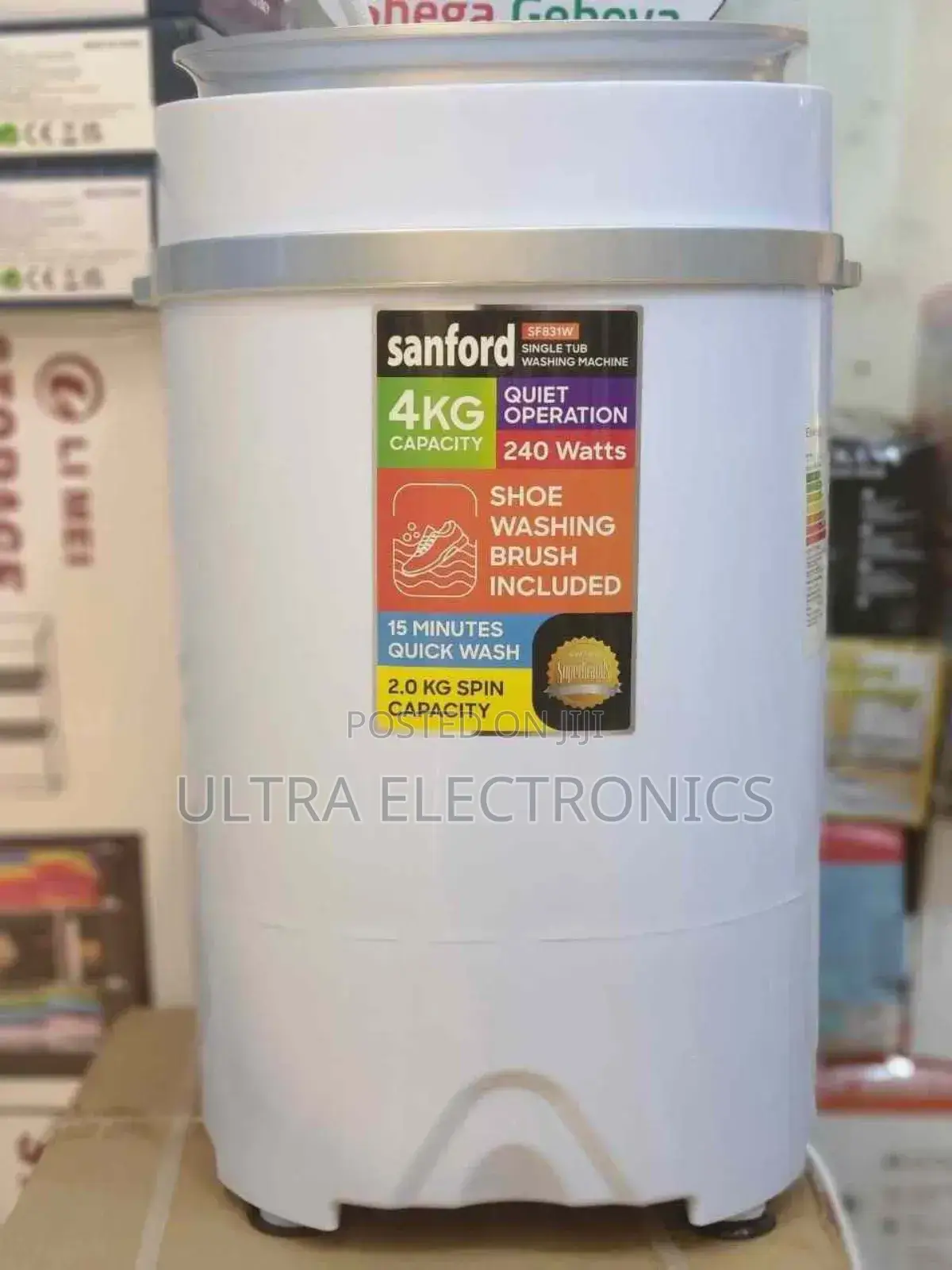 Sanford Sf831w Single-Tub Portable Washing Machine. It Features 4.Kg