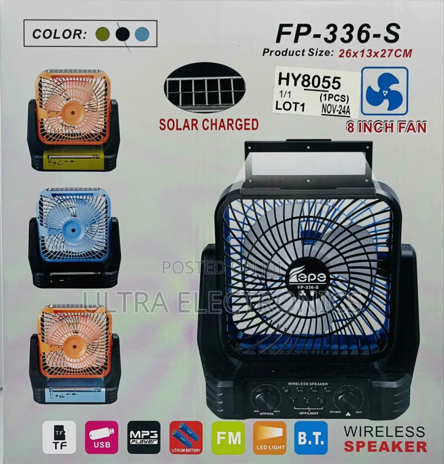 Wireless Speaker Fan Tepe Fp-336-S Solar-Powered . Functionality: