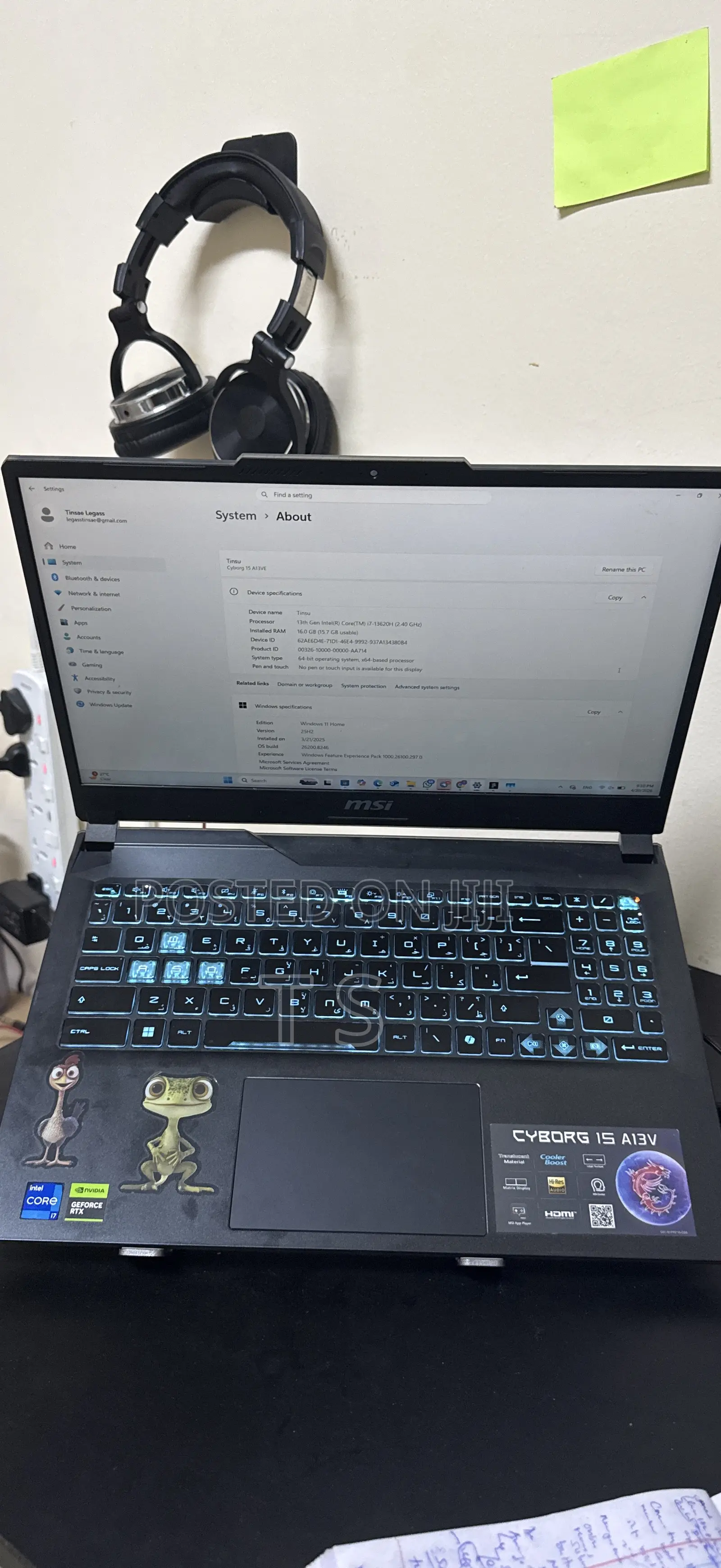 Laptop MSI Cyborg 15 16GB Intel Core i7 SSD 512GB