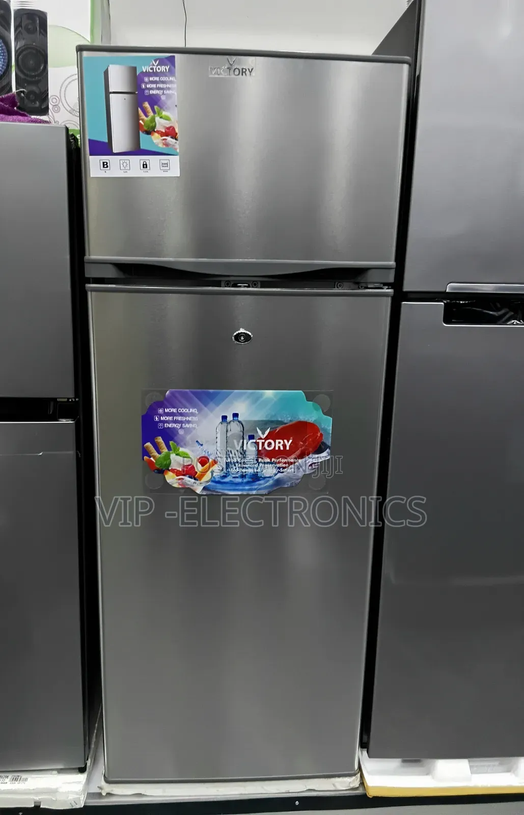 Victory Refrigerator 350 Double Door Silver Finish, Energy Saving