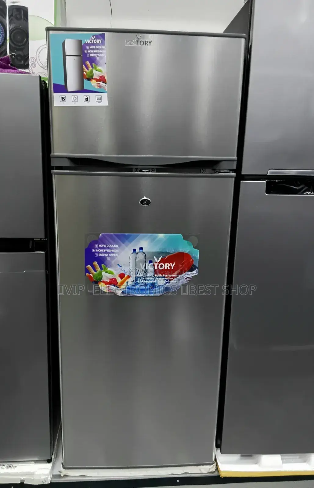 Victory Refrigerator 350 Double Door Silver Finish, Energy Saving