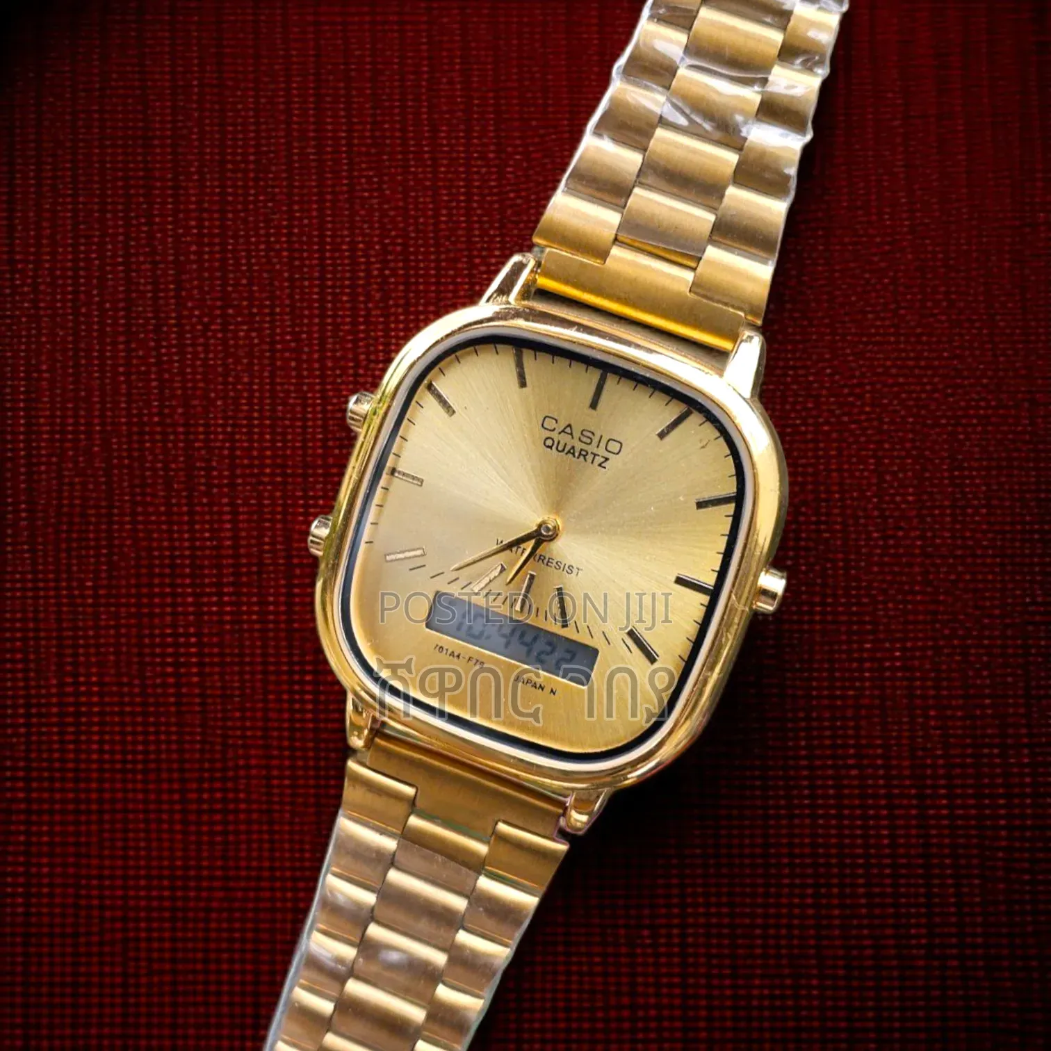 Original Casio Gold Analog Digital Mens Watch - Addis