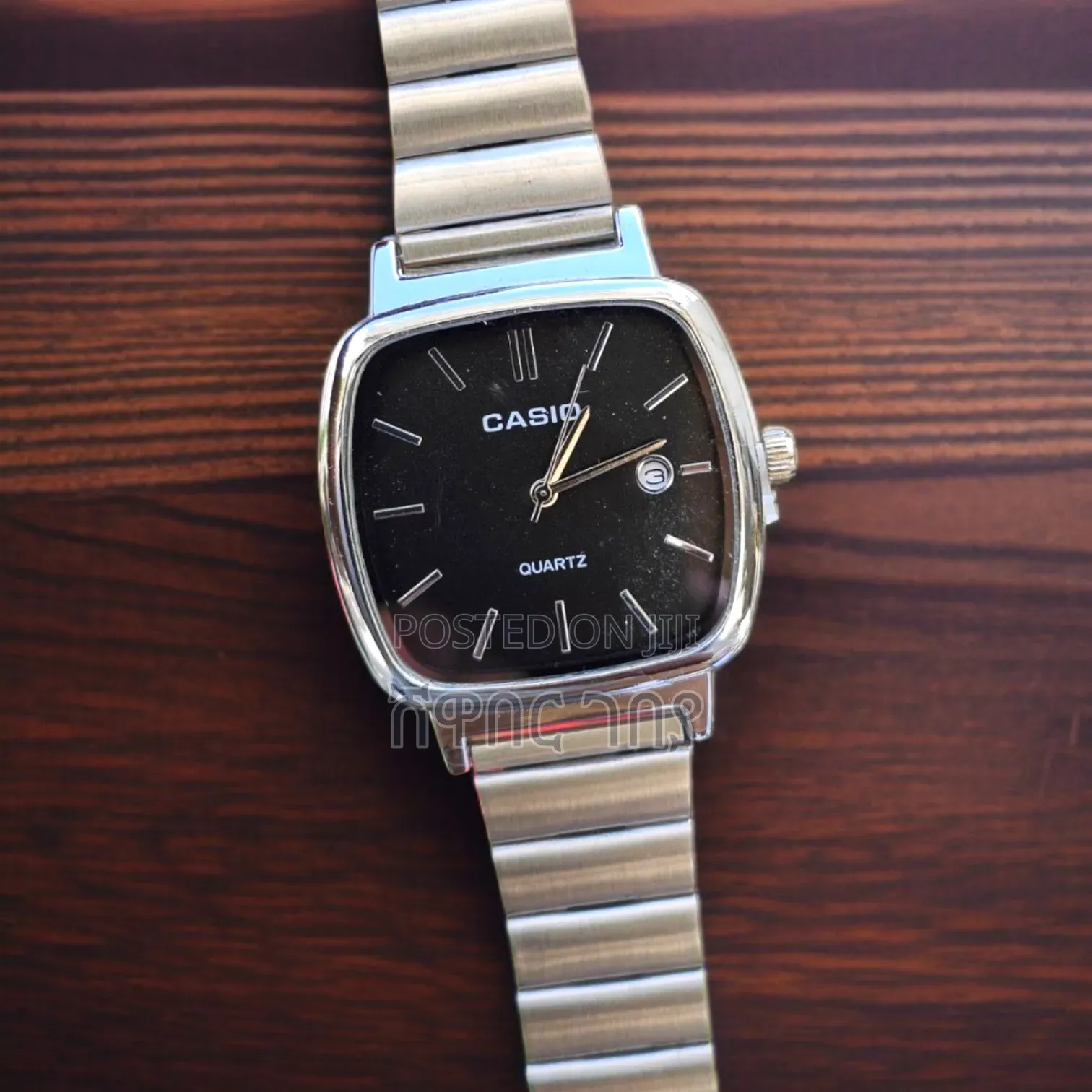 Classic Silver Casio Quartz Watch Men Black Dial Addis
