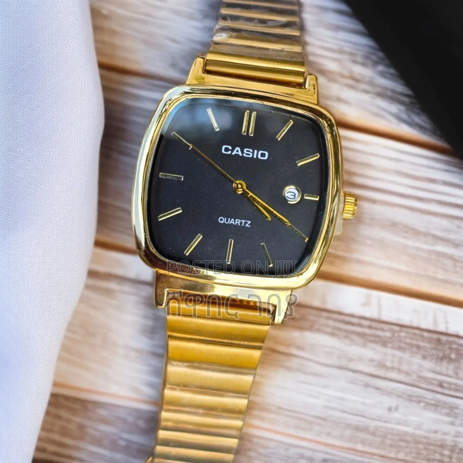 Premium Gold Casio Men's Quartz Watch - Black Dial