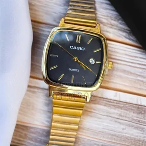 Premium Gold Casio Men's Quartz Watch - Black Dial