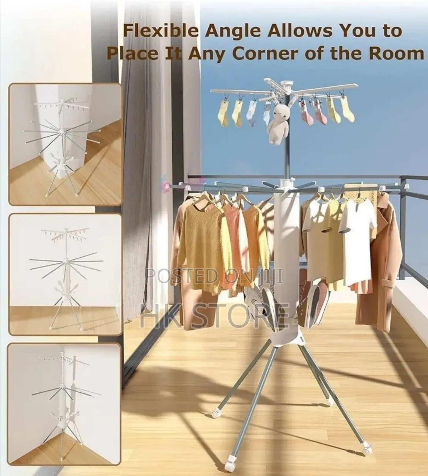 Octopus Folding Clothes Rack ዘመናዊ ተሽከርካሪ የልብስ ማስጫ