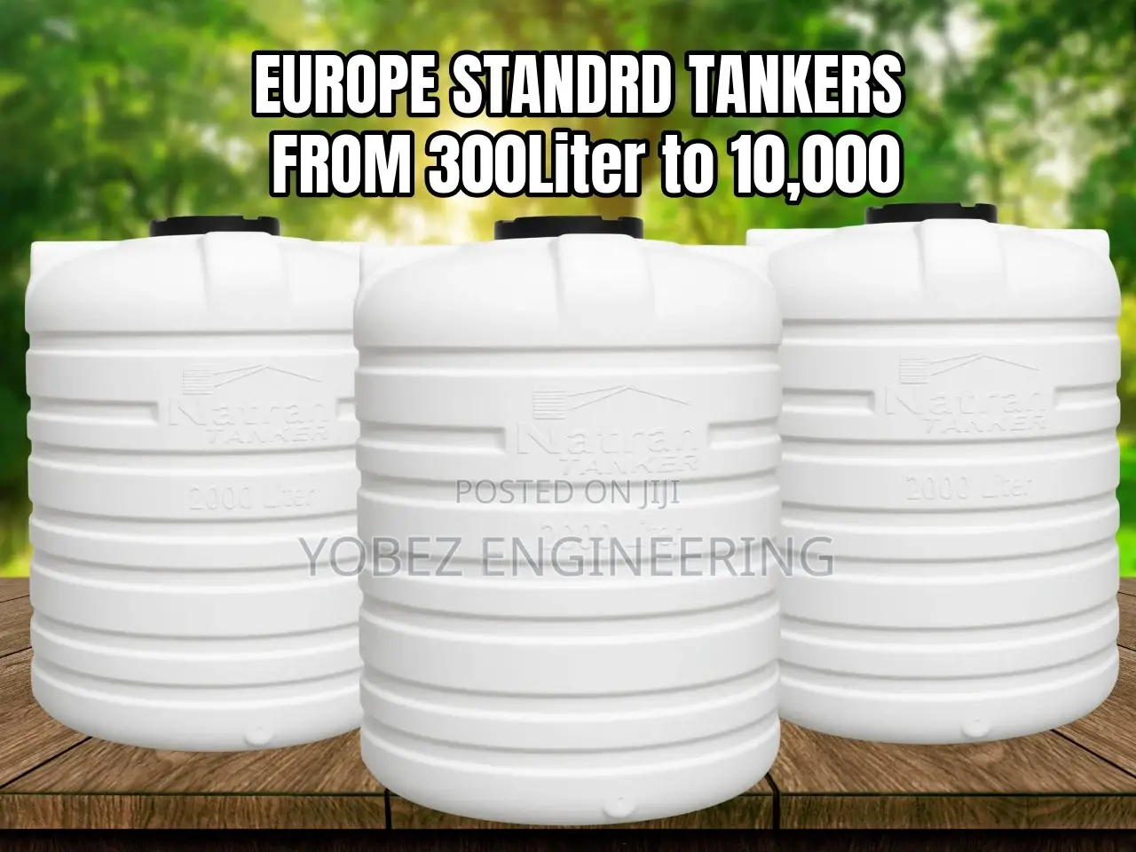 3,000 Liter Vertical Water Tanker - የውሃ ታንከር (Roto)
