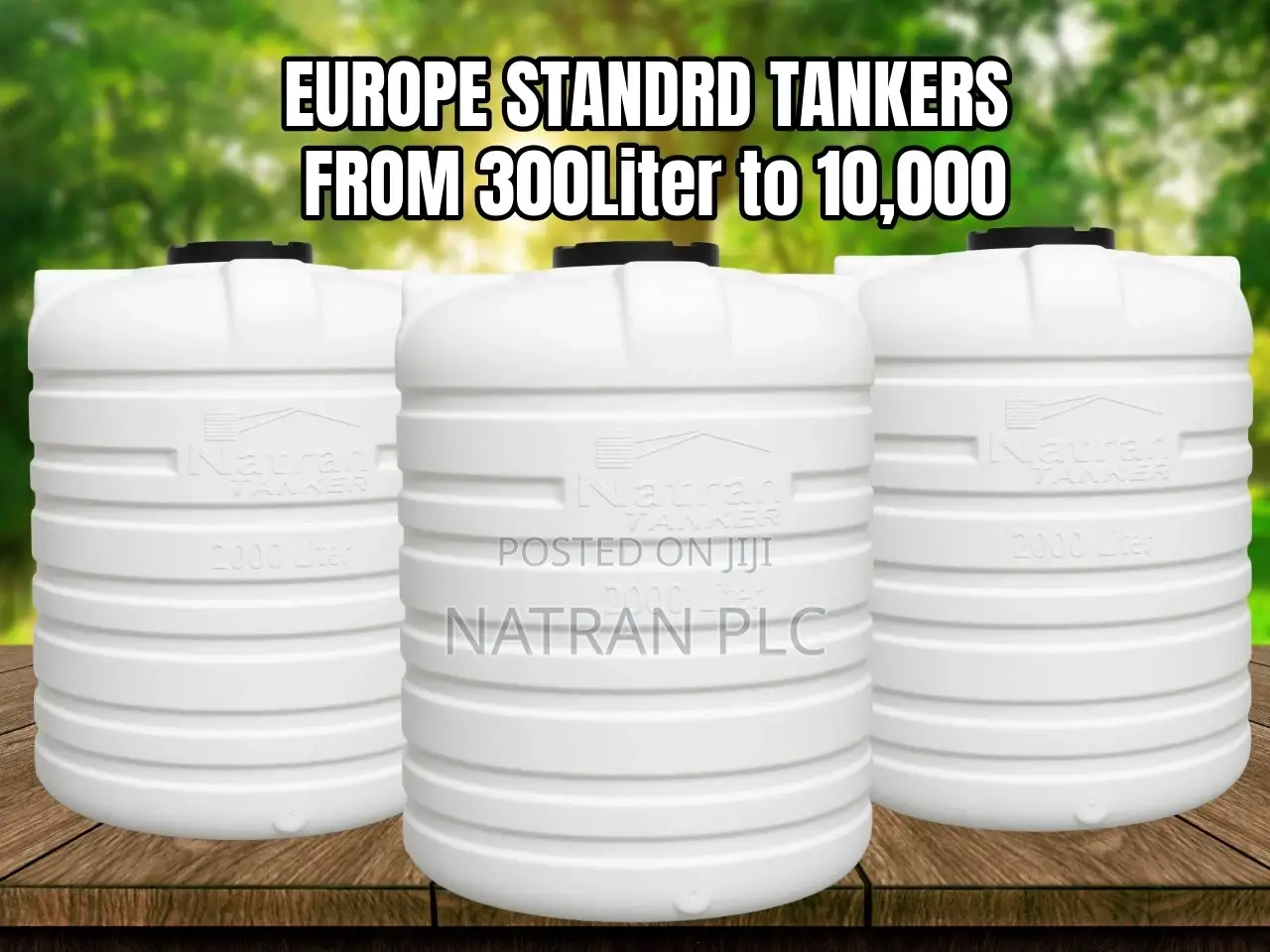 3,000 Liter Vertical Water Tanker - የውሃ ታንከር (Roto)