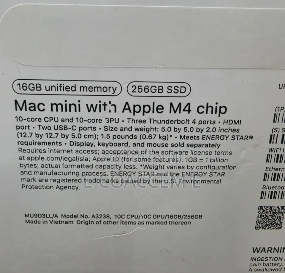 New Desktop Computer Apple Mac Mini 16GB Apple M4 SSD 256GB
