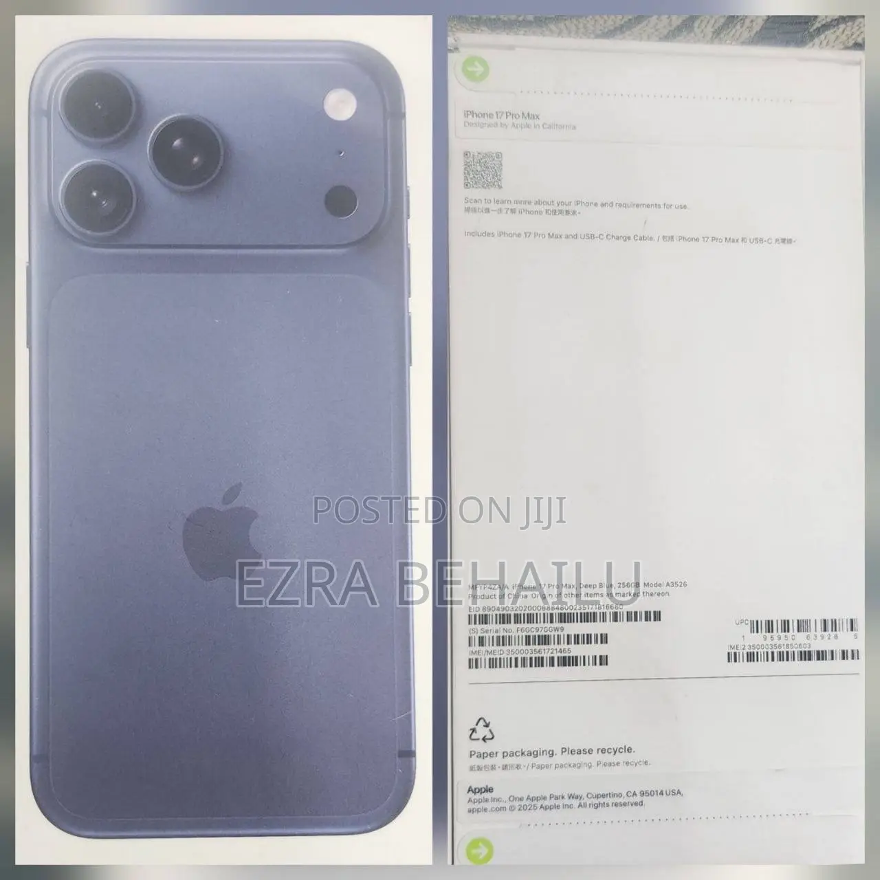 New Apple iPhone 17 Pro Max 256 GB Blue