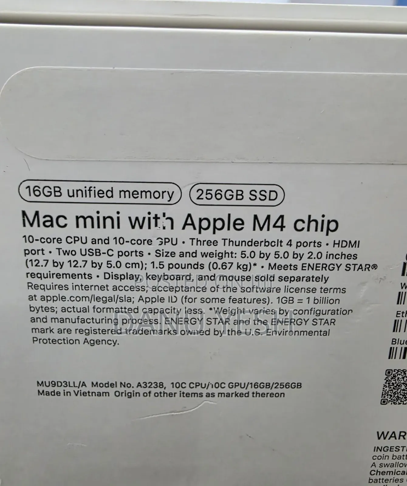 New Laptop Apple MacBook 16GB Apple M4 SSD 256GB