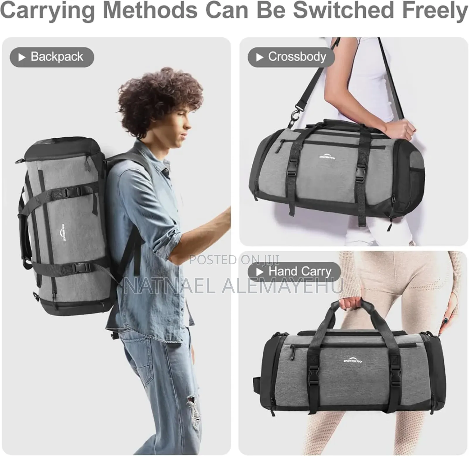 Zioisnm Sports Bag, Travel Bag With Shoe Compartment