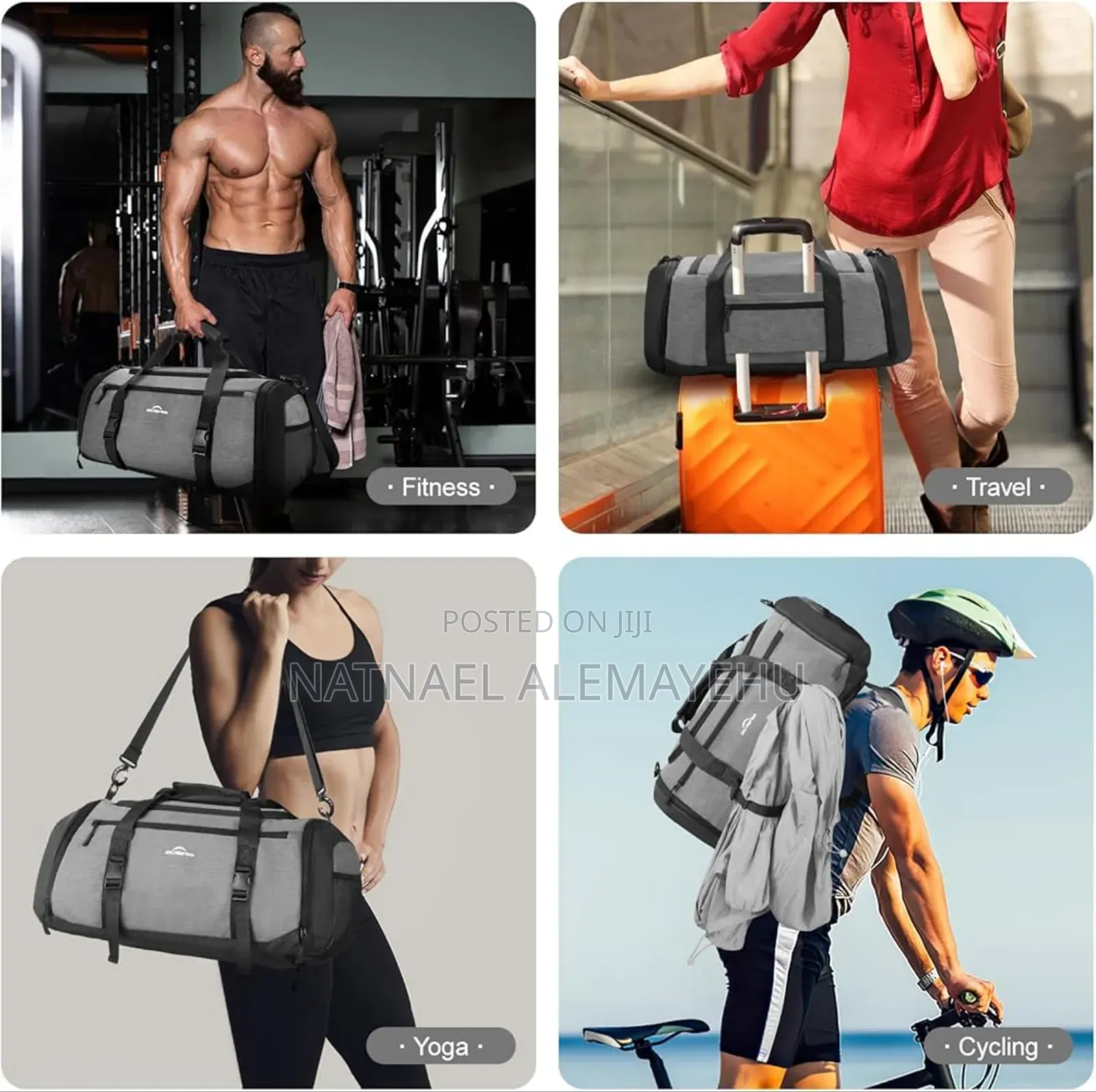 Zioisnm Sports Bag, Travel Bag With Shoe Compartment