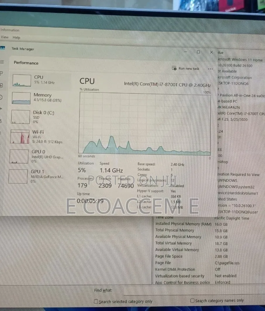 New Desktop Computer HP 16GB Intel Core i7 SSD 512GB