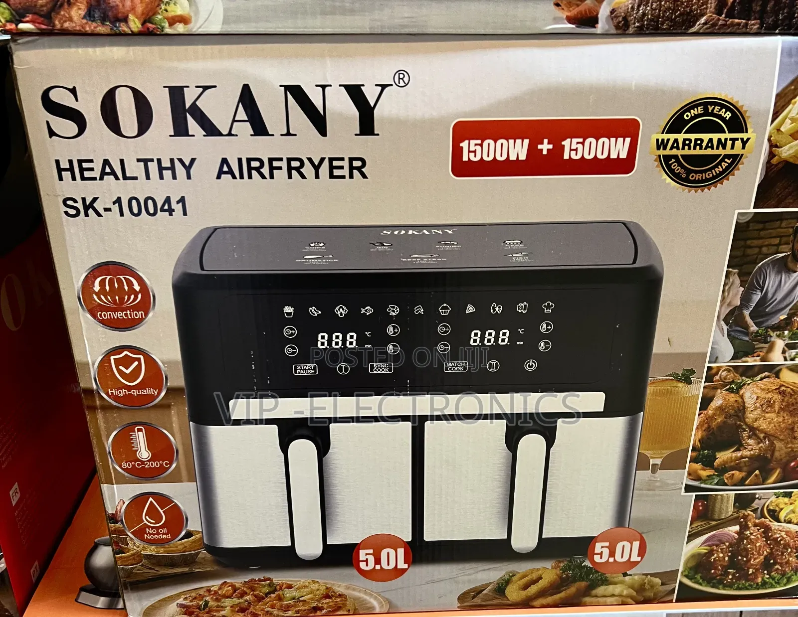​Sokany Healthy Air Fryer (Dual Basket) - Model Sk-10041