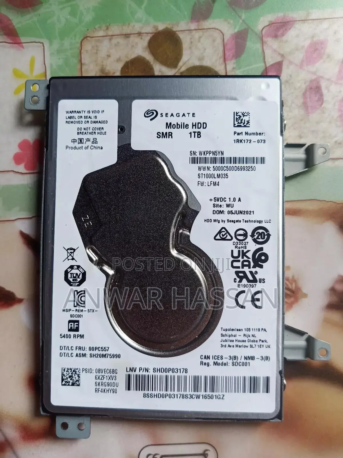 Seagate 1 Tb Hard Disk From a New Laptop