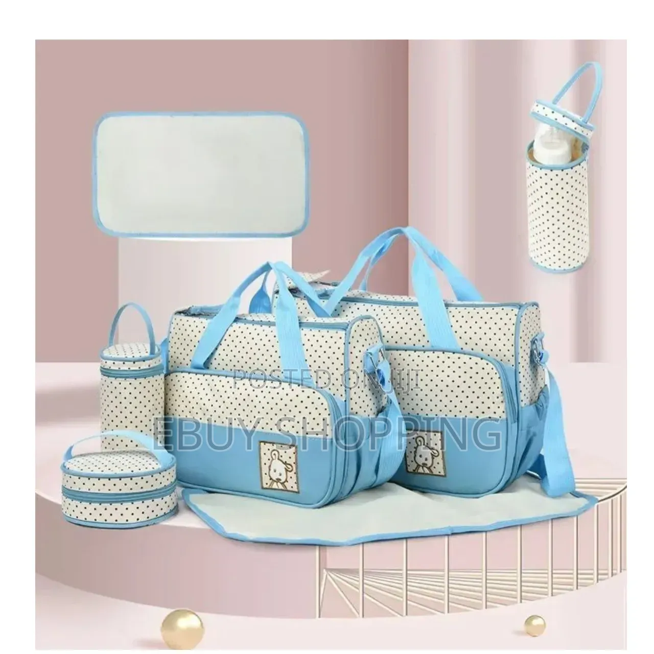 5-in-1 Convertible Baby Bag Set With Diaper Changing Station Purse