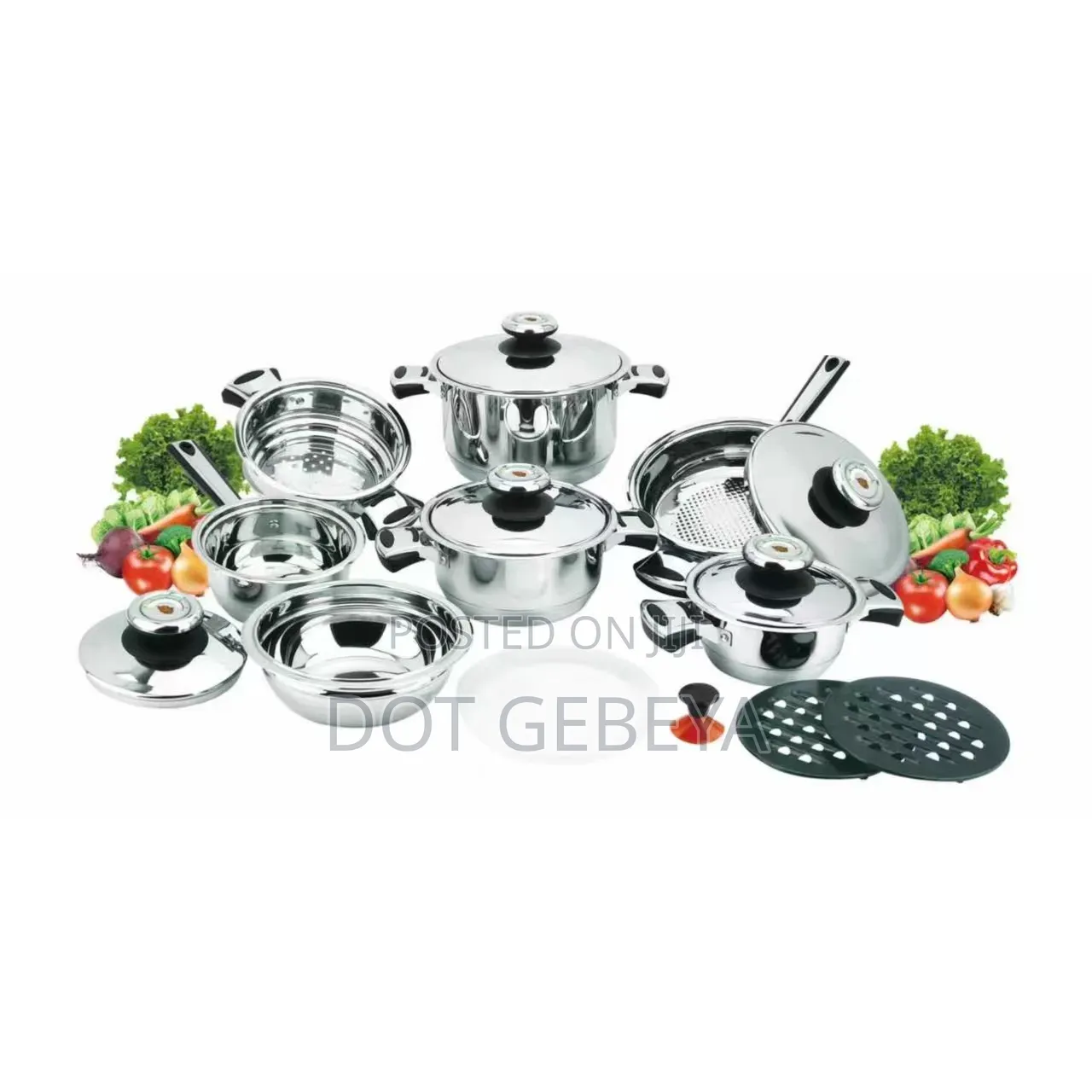 Elgamal 16-Piece High-Quality Stainless Steel Cookware Set(ነፃ ዴሊቨ)