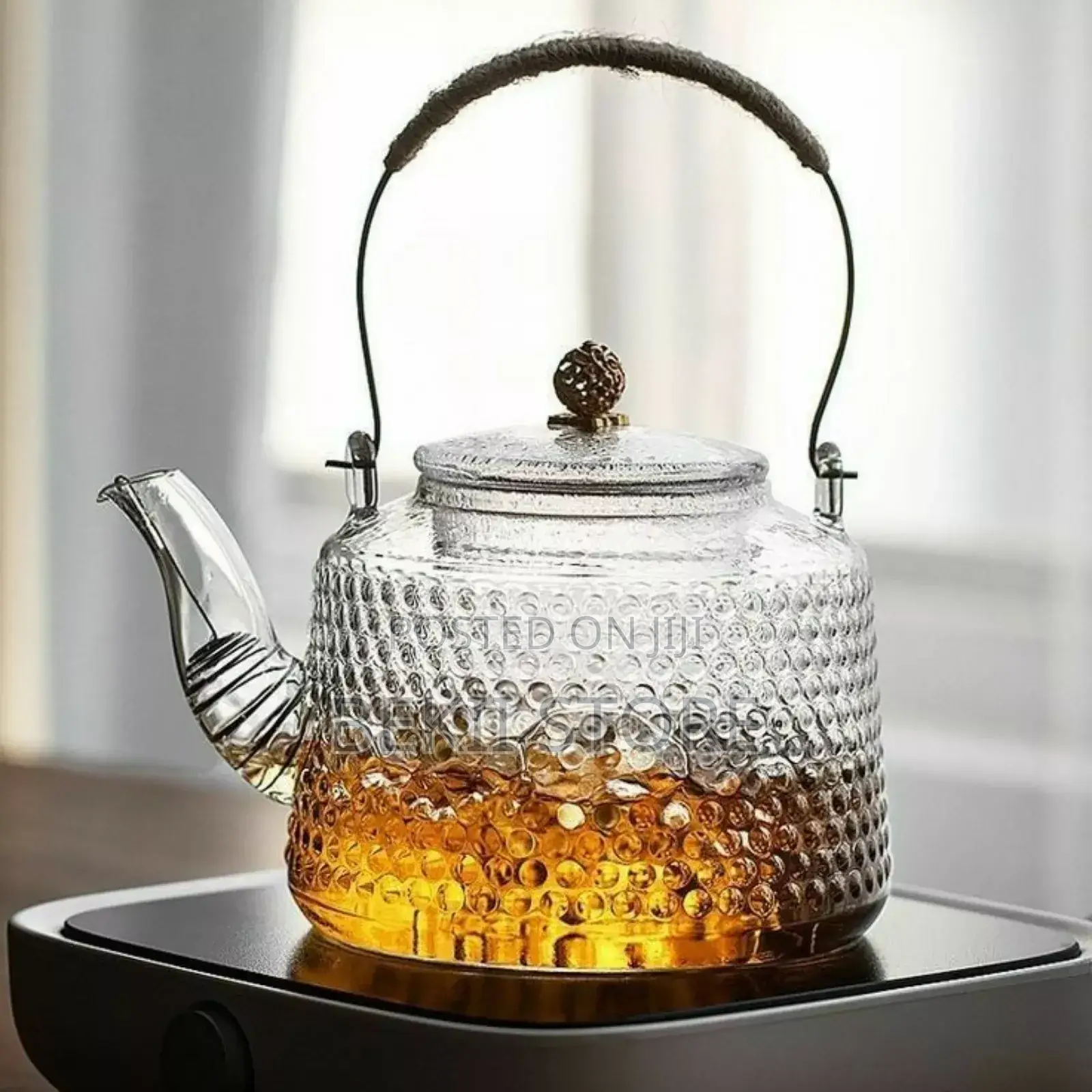 የቤት እቃ Glass Teapot and Cup Set With Wooden Handle