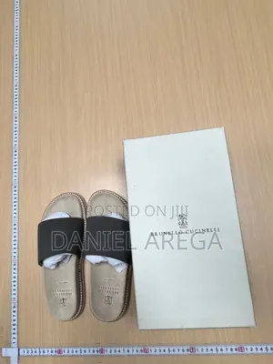 Brunello Cucinelli Leather Slide Sandals