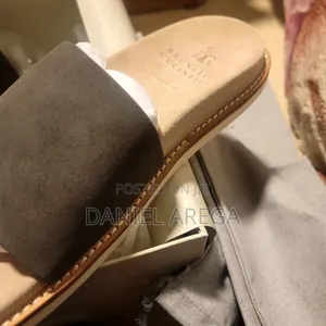 Brunello Cucinelli Leather Slide Sandals