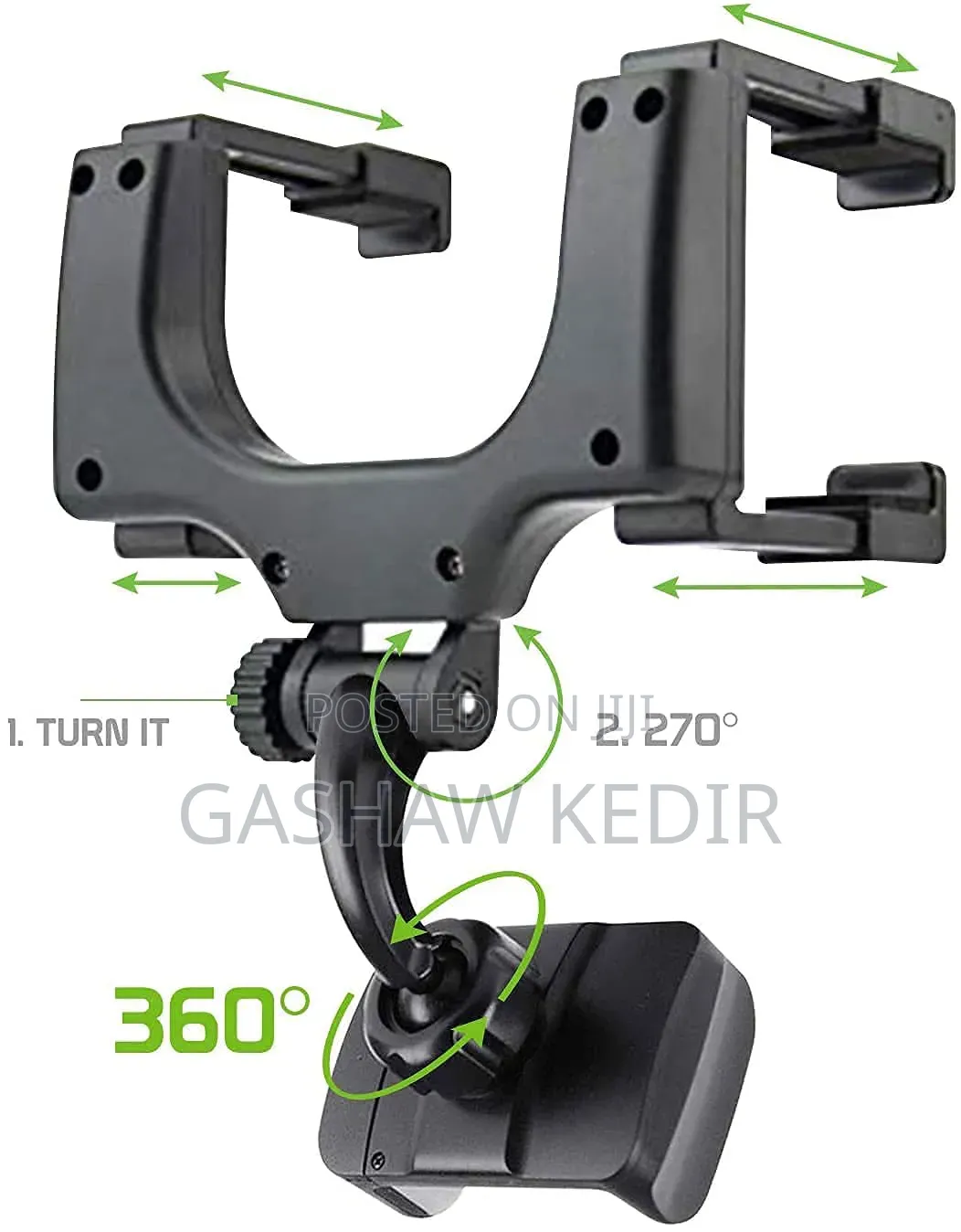 Rearview Mirror Car Phone Mount – 360° Adjustable