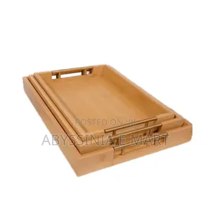 3 Pcs Bamboo Pallet Food Trayሶስት የተለያየ ሳይዝ በ አንድ