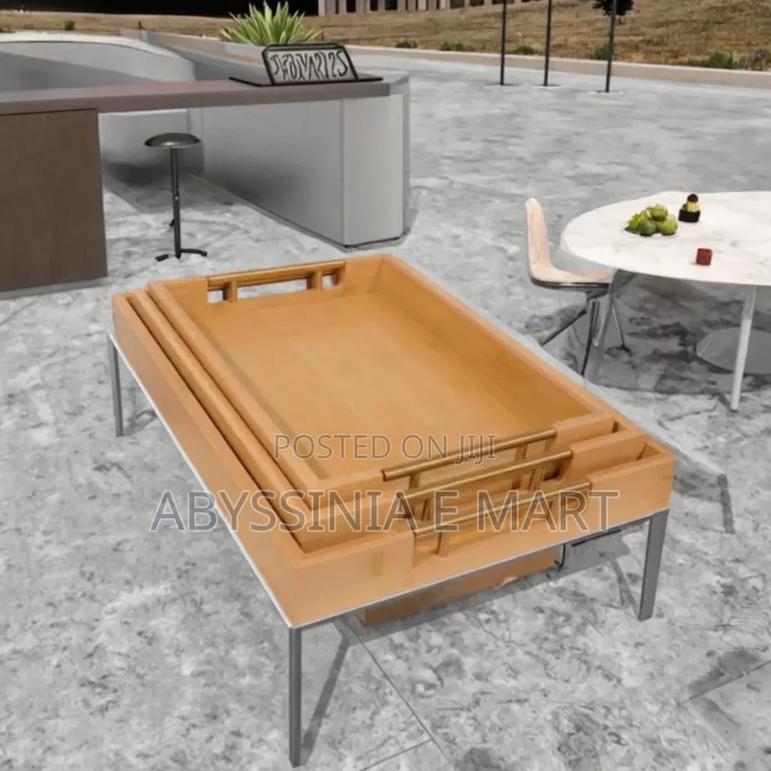 3 Pcs Bamboo Pallet Food Trayሶስት የተለያየ ሳይዝ በ አንድ