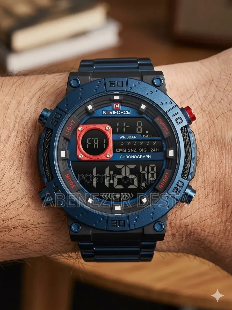 Naviforce Nf9241 Digital Sports Watch, Featuring a Blue Bezel