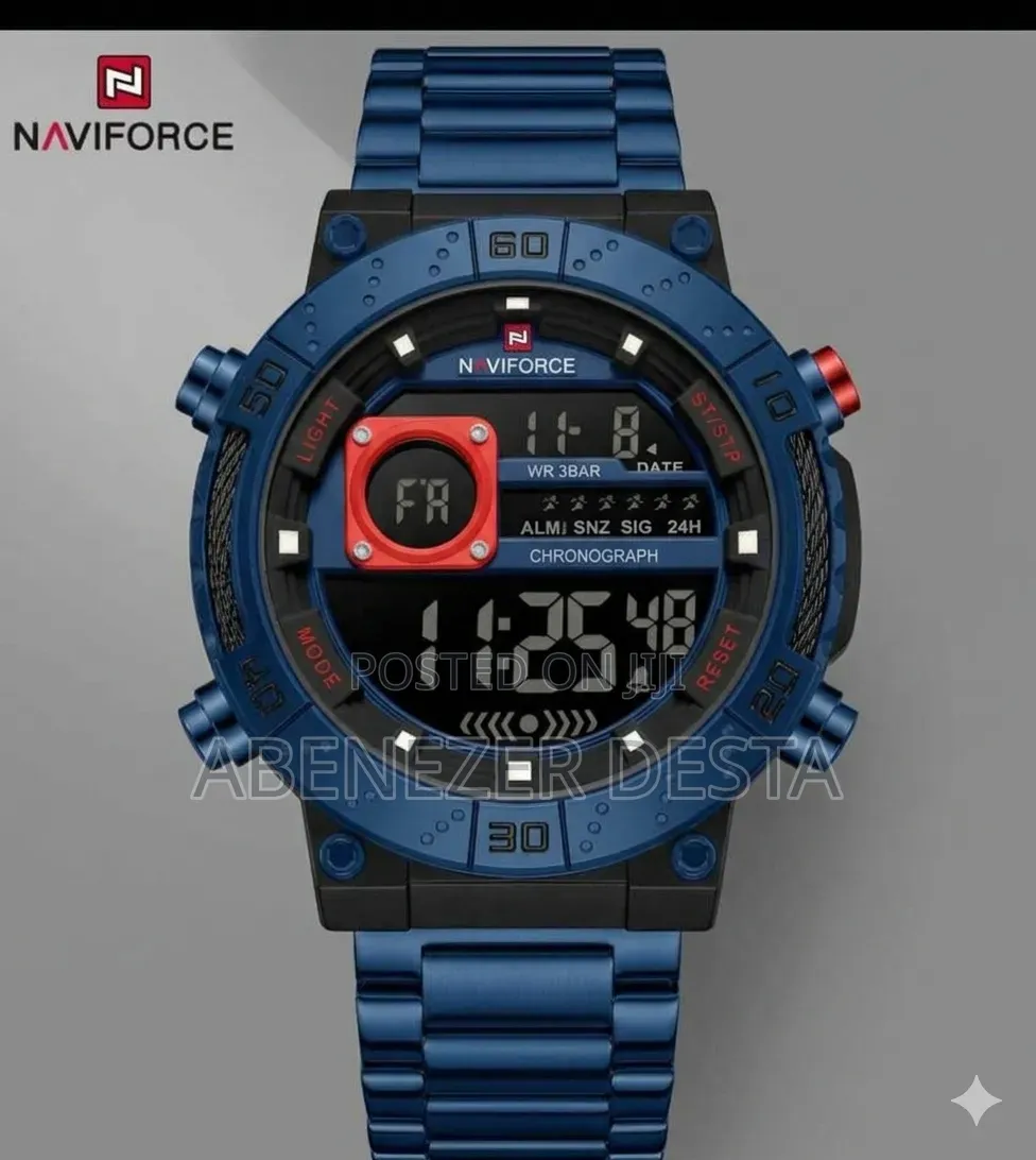 Naviforce Nf9241 Digital Sports Watch, Featuring a Blue Bezel