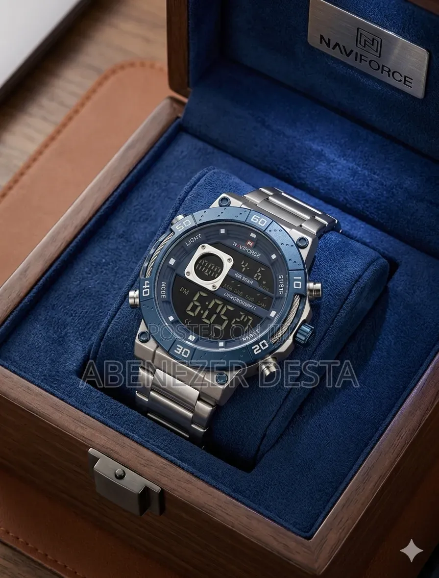 Naviforce Nf9241t Stainless Steel LCD Chronograph Sports Watch.