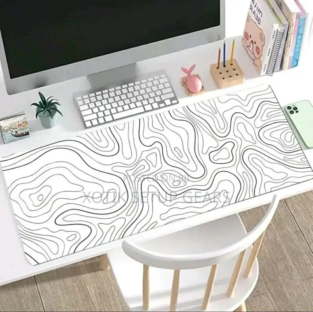 90 X 40 X 0.2cm White and Black Terrain Themed Mouse Pad - Desk Mat