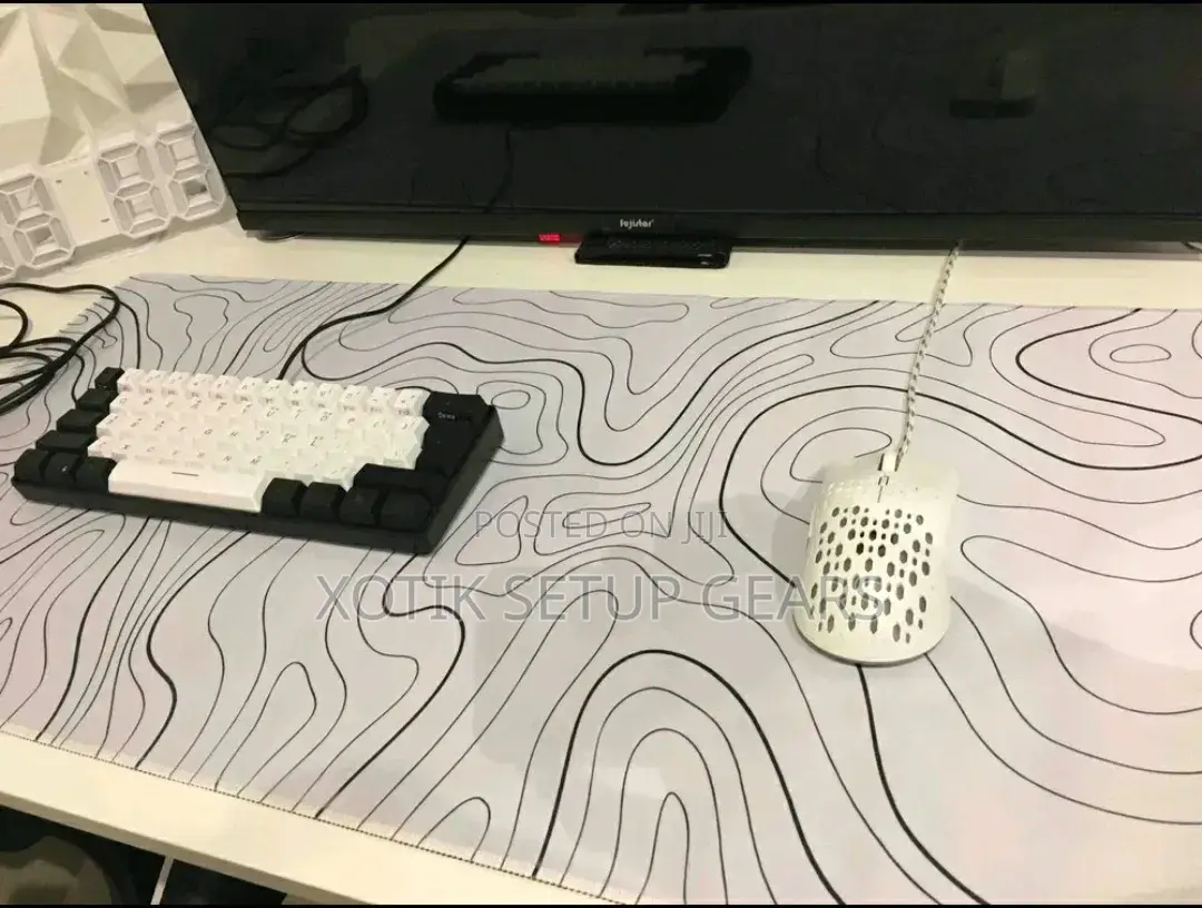 90 X 40 X 0.2cm White and Black Terrain Themed Mouse Pad - Desk Mat
