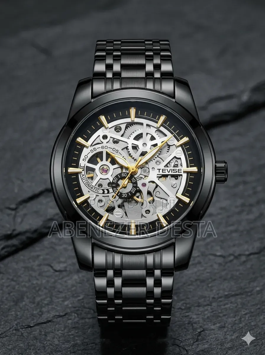 Tevise Brand Automatic Skeleton Mechanical Watch Stainless Steel