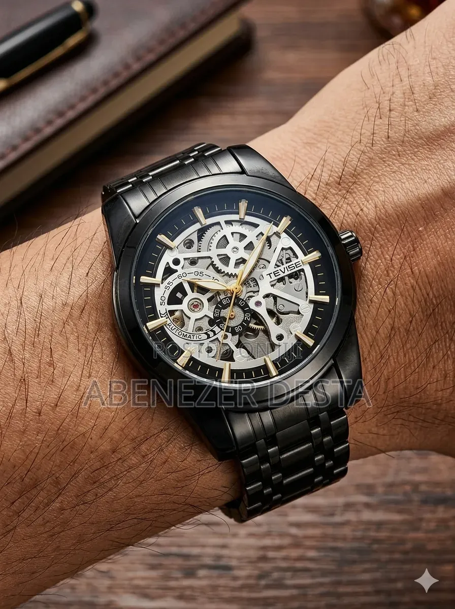 Tevise Brand Automatic Skeleton Mechanical Watch Stainless Steel