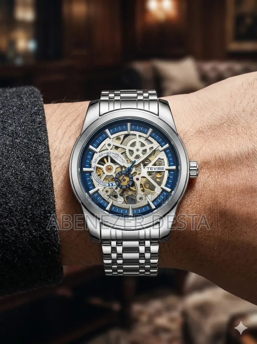 Tevise Automatic Mechanical Watch Featuring a Skeleton Dial