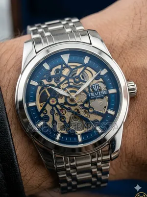 Tevise Men's Automatic Mechanical Watch Featuring a Skeleton Dial And