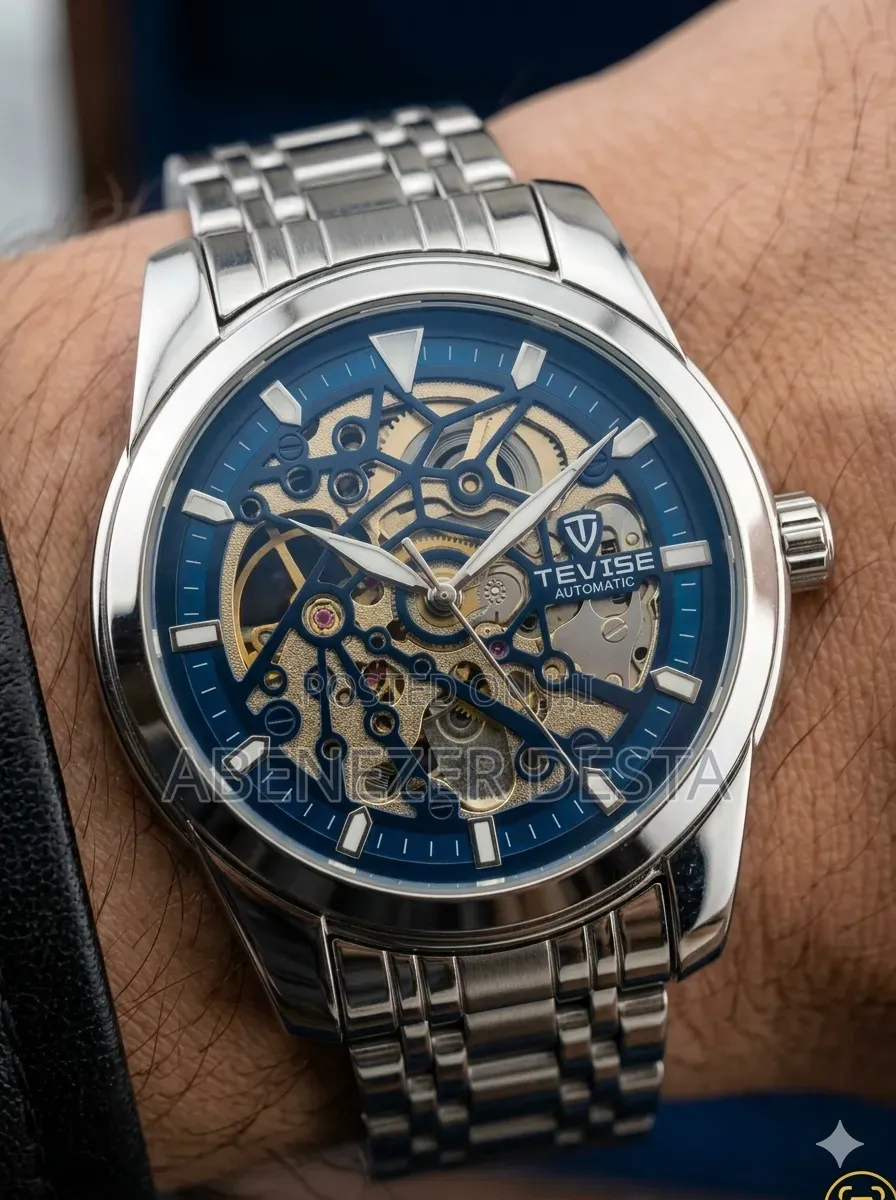 Tevise Men's Automatic Mechanical Watch Featuring a Skeleton Dial And