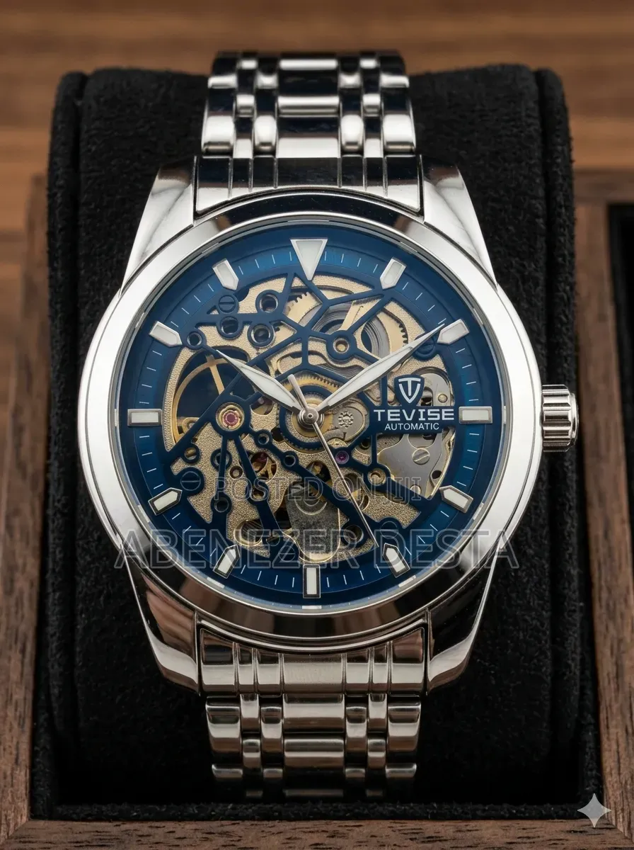 Tevise Men's Automatic Mechanical Watch Featuring a Skeleton Dial And