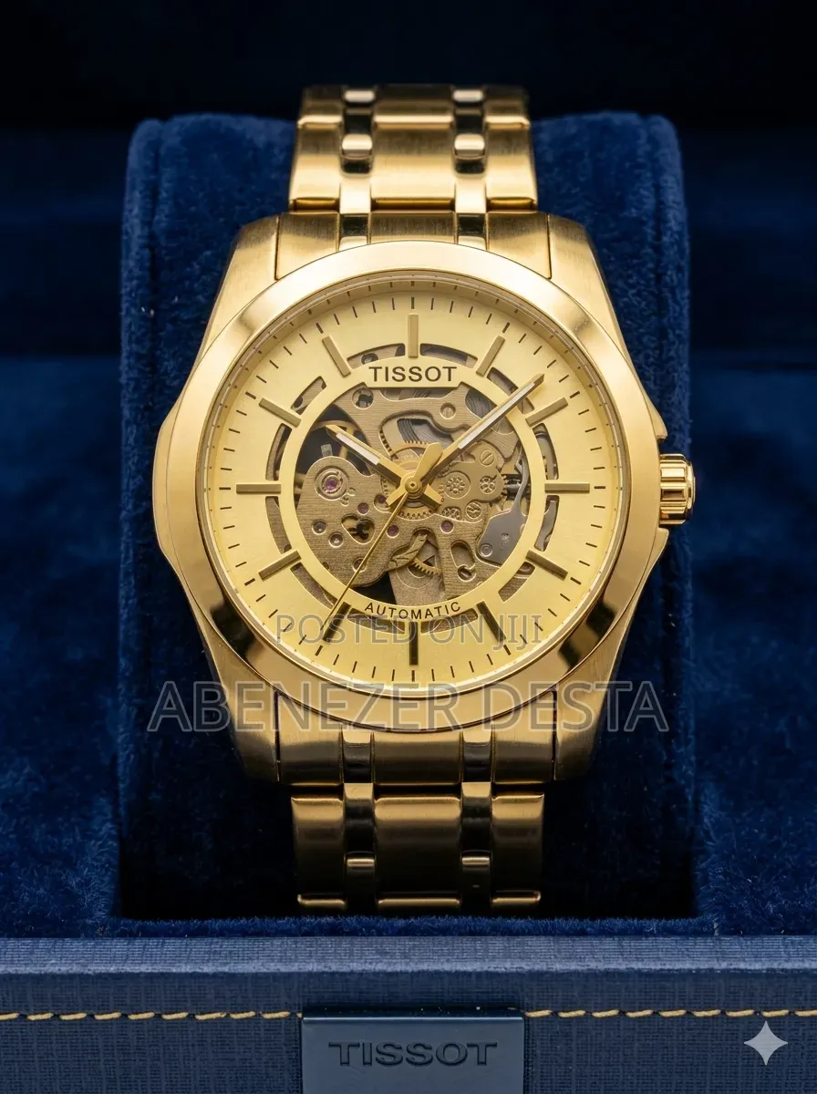 Gold-Toned Tissot Automatic Men's Watch Features a Skeleton Dial And