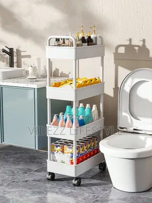 Space-Saving 4-Layer Movable Bathroom Kitchen Utility Trolley