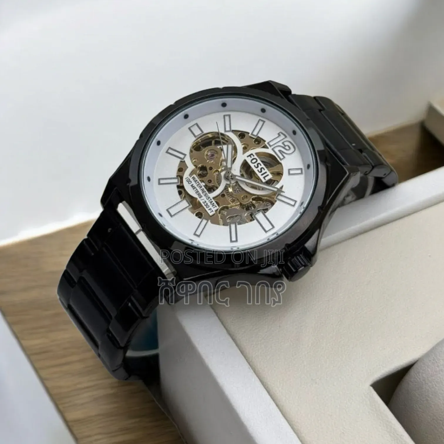 Fossil Men's Automatic Skeleton Black Steel Watch