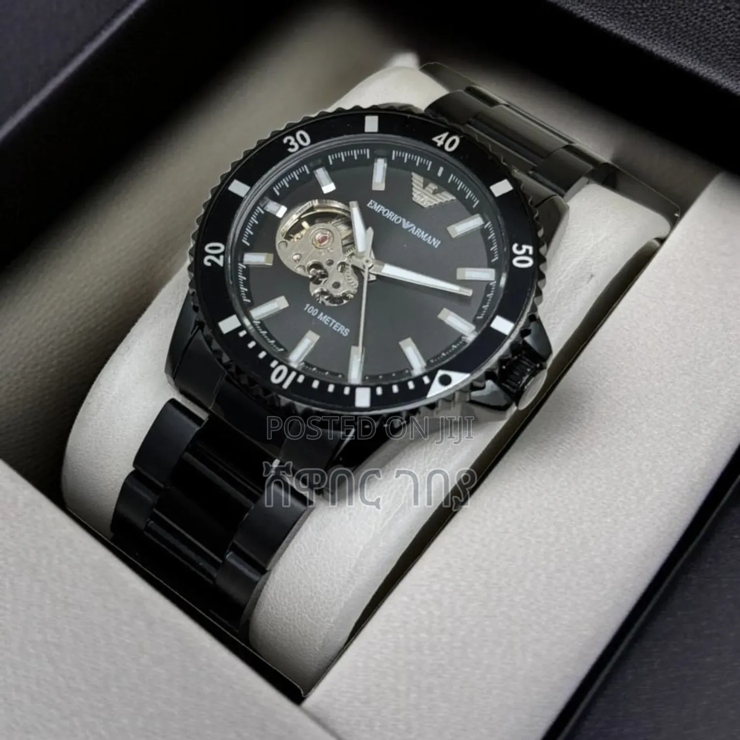 Emporio Armani Automatic Skeleton Watch - Black Diver Style