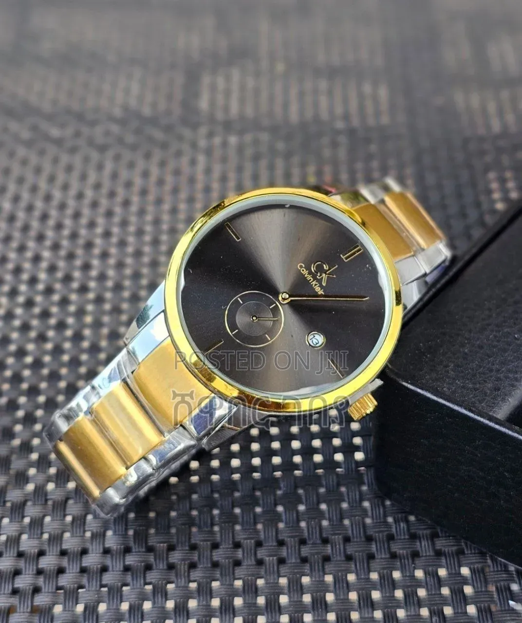 Calvin Klein Two-Tone Mens Watch - Black Dial