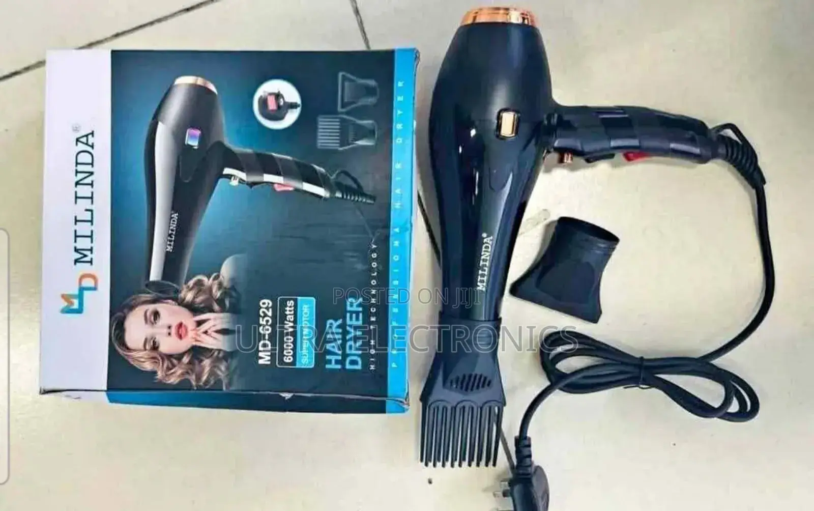 Milinda Hair Dryer (Model Md-6529). Power: 6000 Watts Super Motor