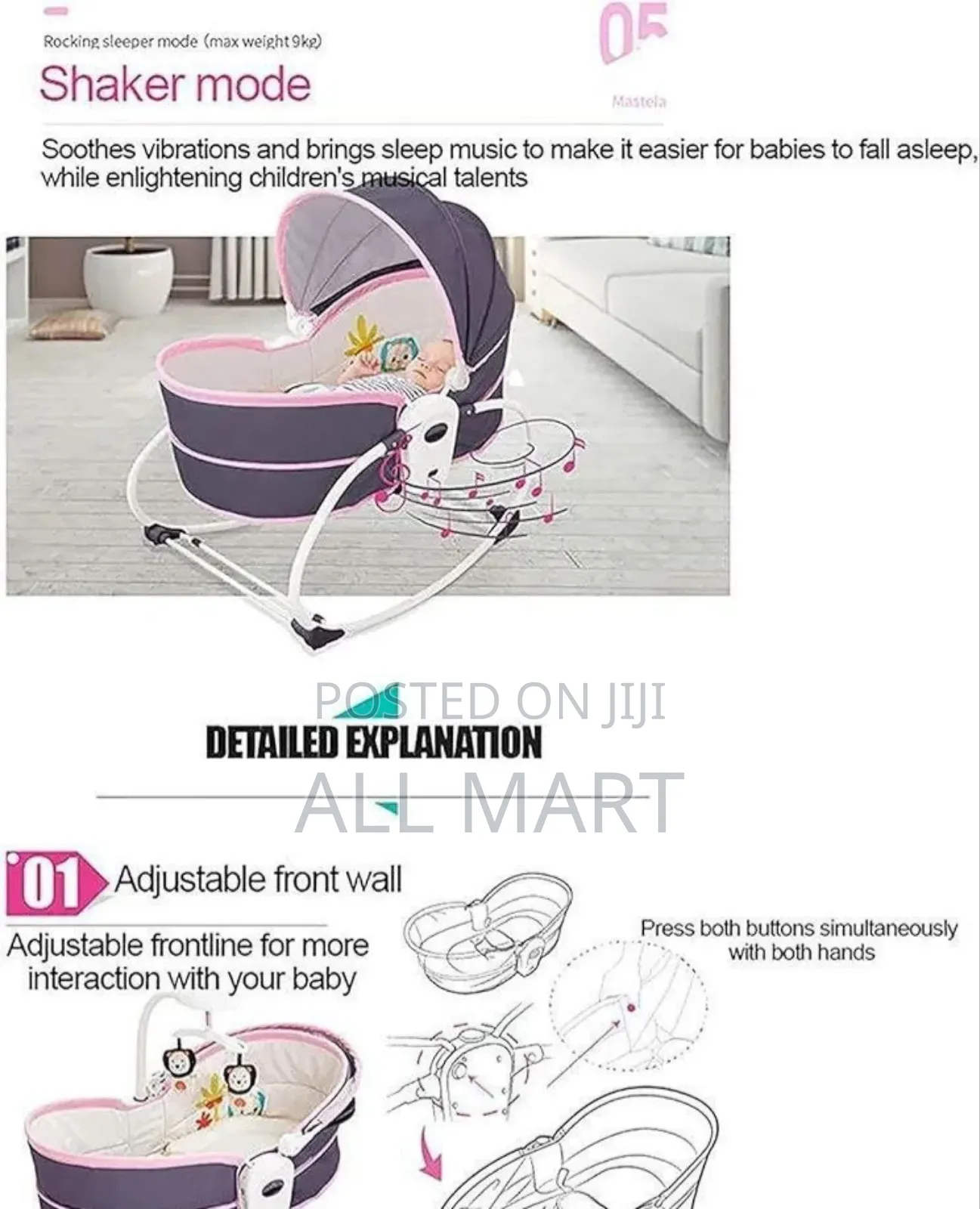 Mastela 5-in-1 Rocker Bassinet