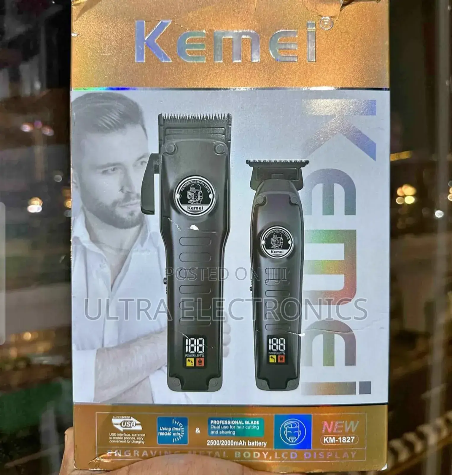 Kemei Km-1827 Professional Hair Clipper and Trimmer Combo Set.