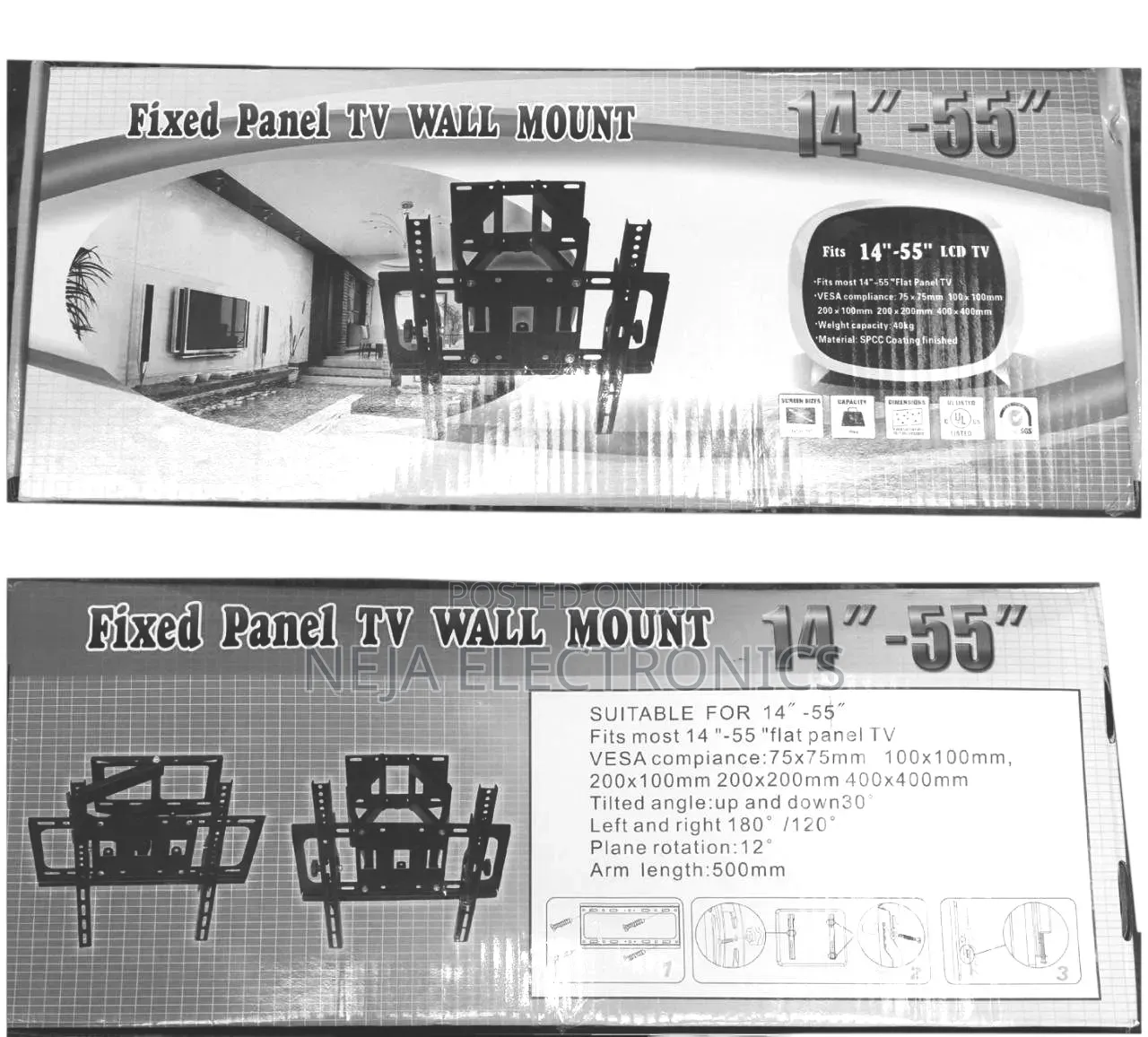 Wall Mount Fixed Panel Tv 14-55.In Delivery