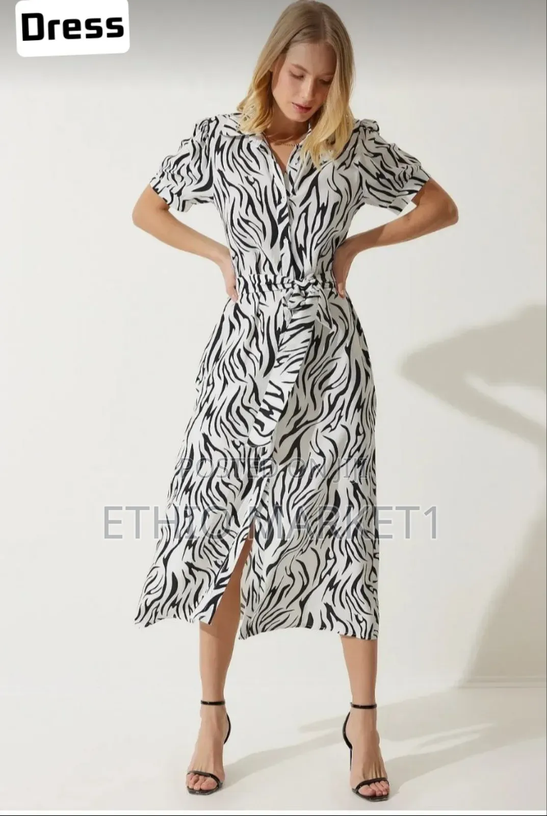 Women's Off White Geometric Print Wrap Maxi Dress