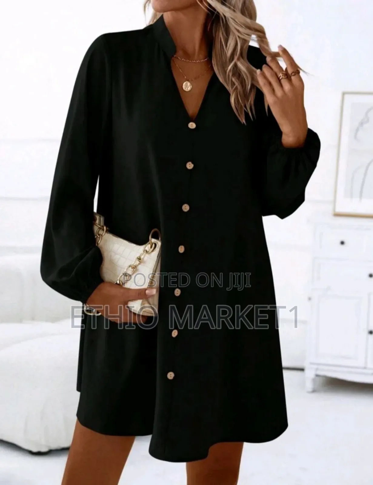 Elegant Black Shirt Dress for Women's